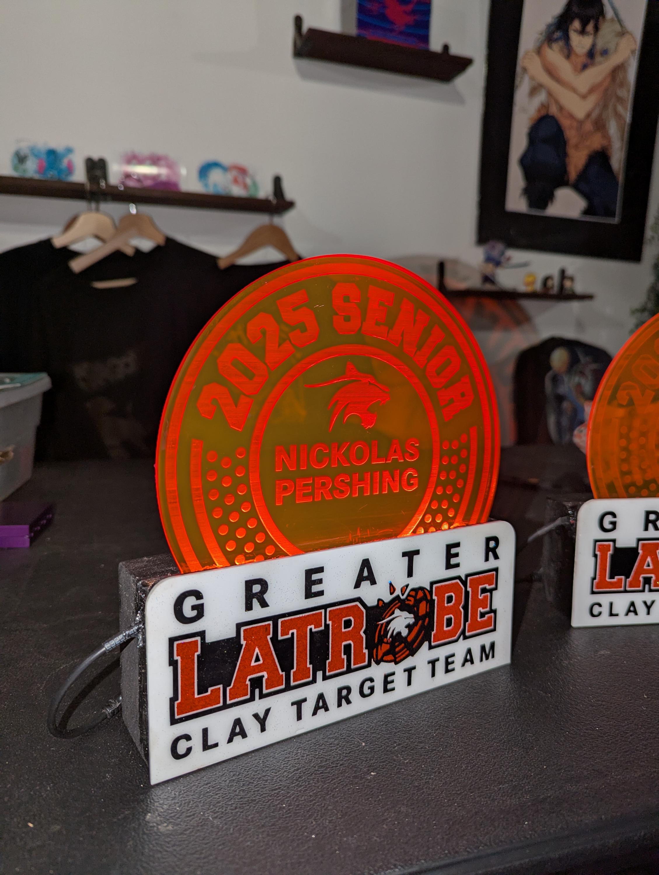 Unique LED Plaque on Wood Base | Customized Acrylic Panel with Handcrafted and Engraved Base