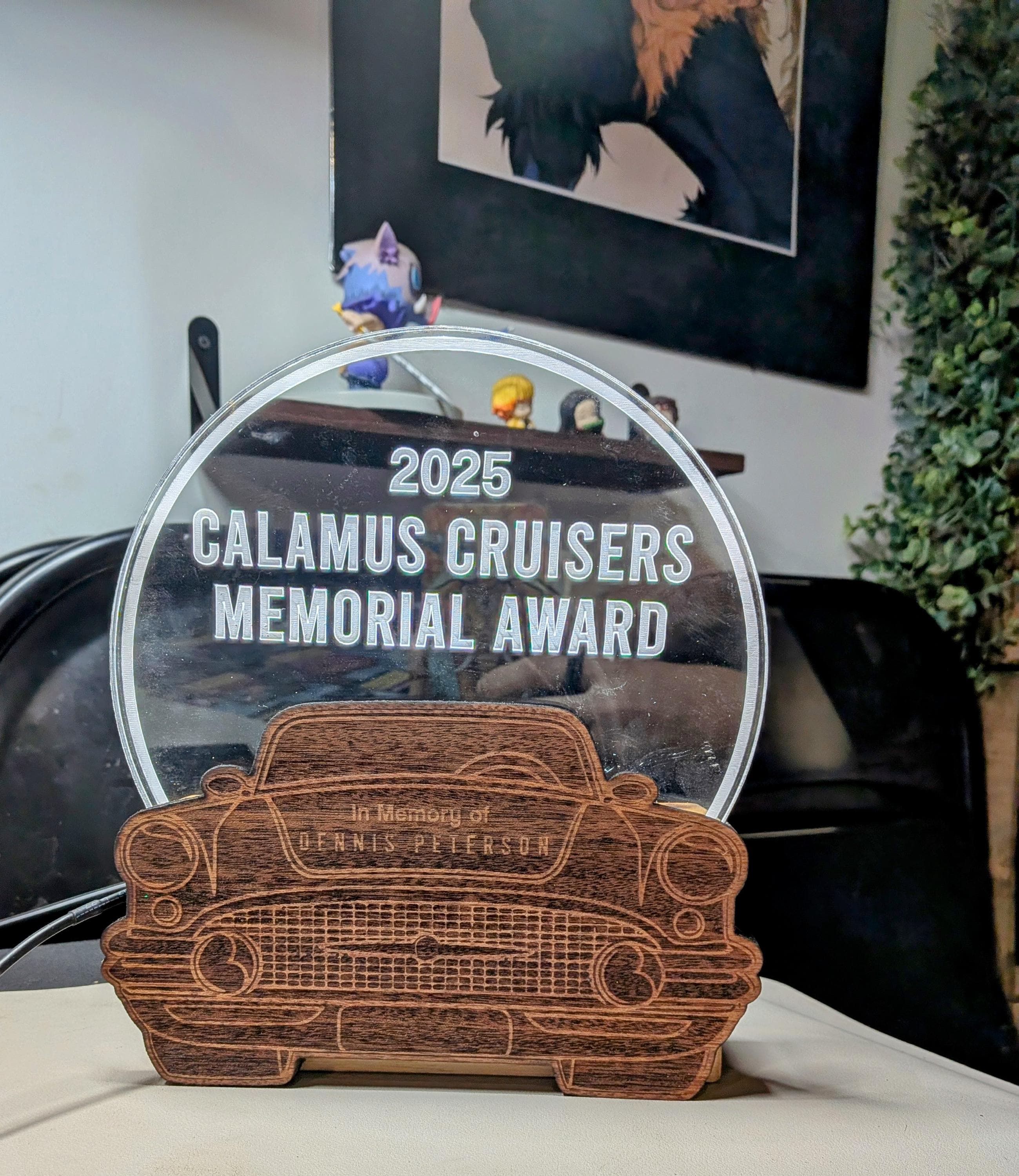 Unique LED Plaque on Wood Base | Customized Acrylic Panel with Handcrafted and Engraved Base
