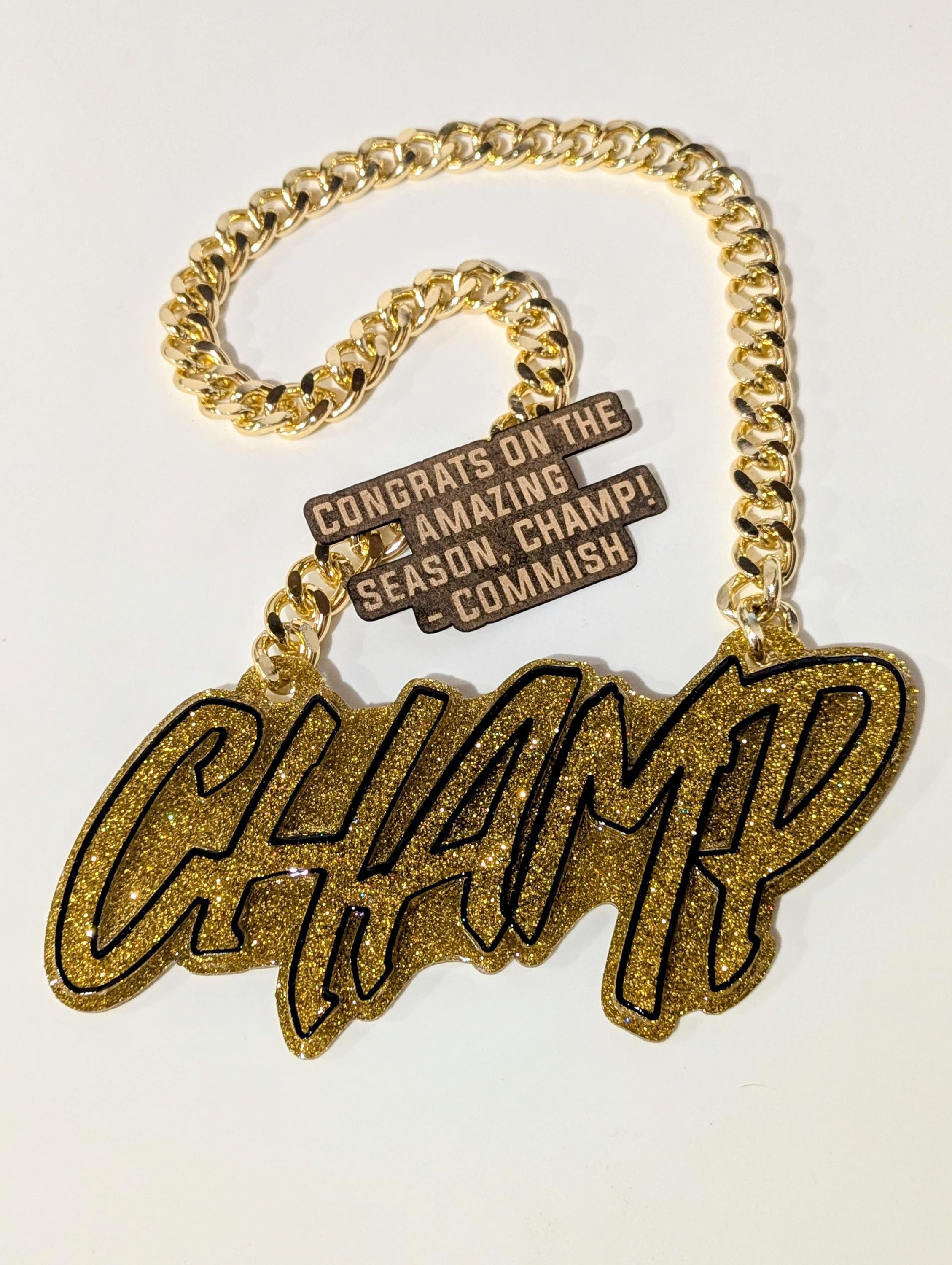 Champ Bling Pendant with Chain | Custom Big Pendant Sports Chain | Champ Turnover Chain