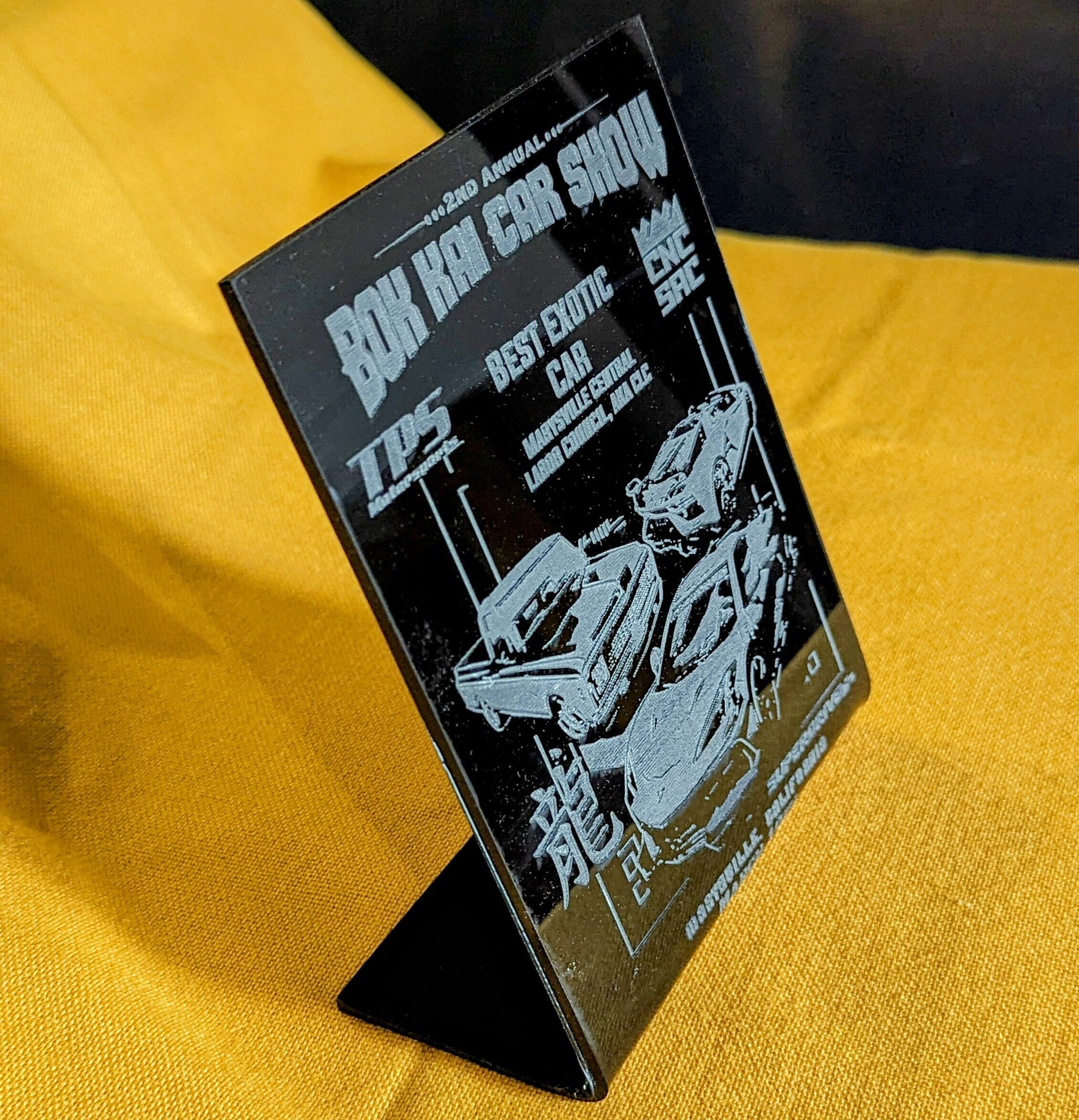 Custom Acrylic Trophy with Angled Base | 6" H x4" W Bent Acrylic Trophy | Angled Base Personalized Trophy