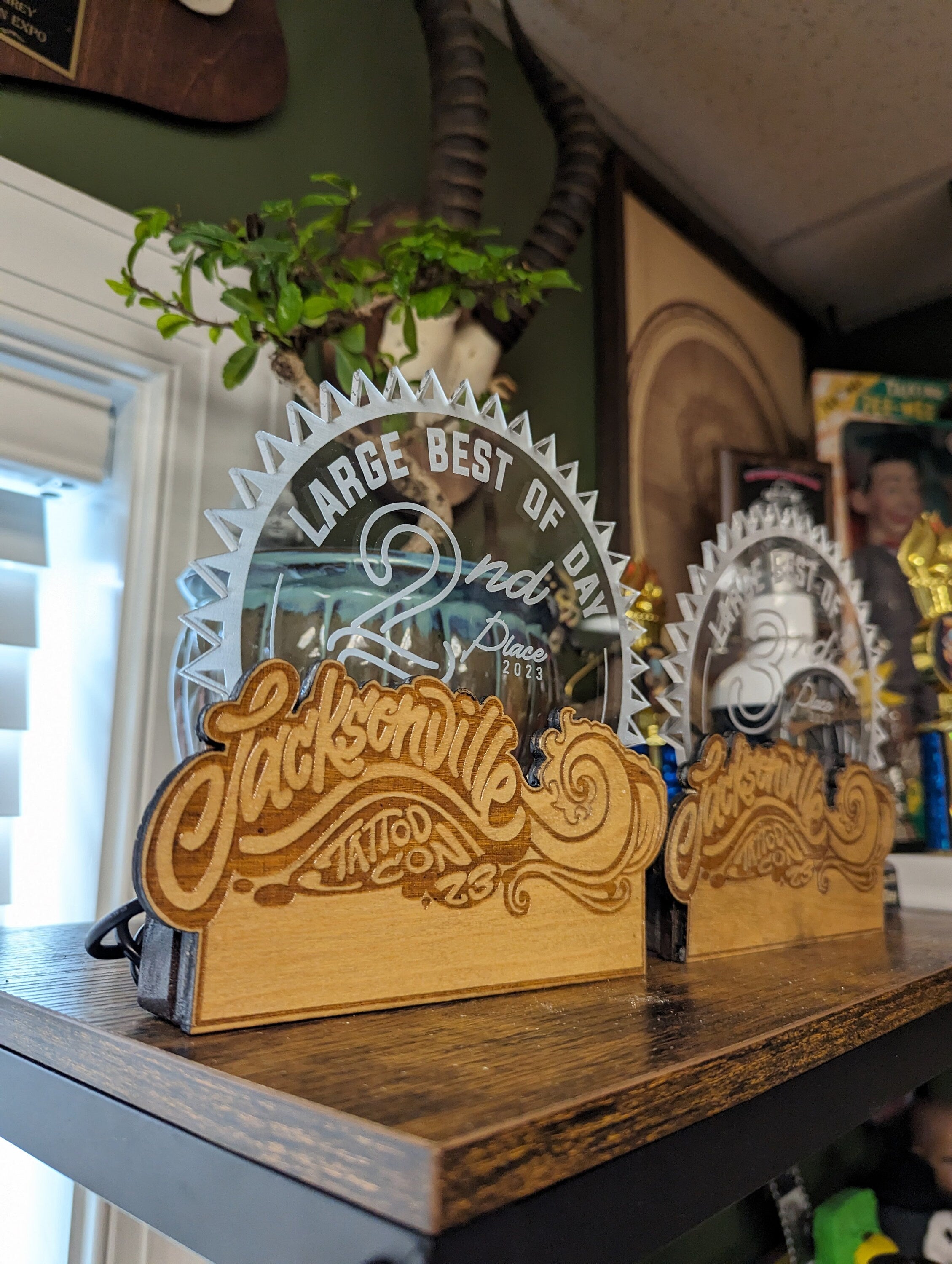 Unique LED Plaque on Wood Base | Customized Acrylic Panel with Handcrafted and Engraved Base