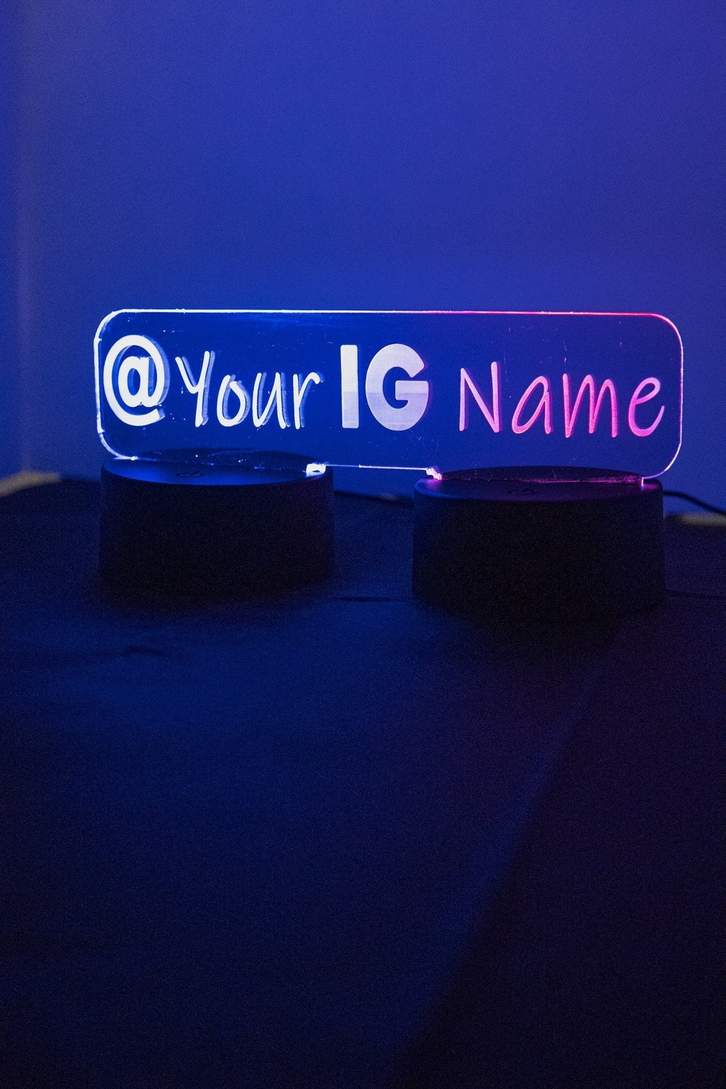 Personalized Dual Base Acrylic Sign | DUAL Base Bottom Lit LED | Vendor Booth Branding LED
