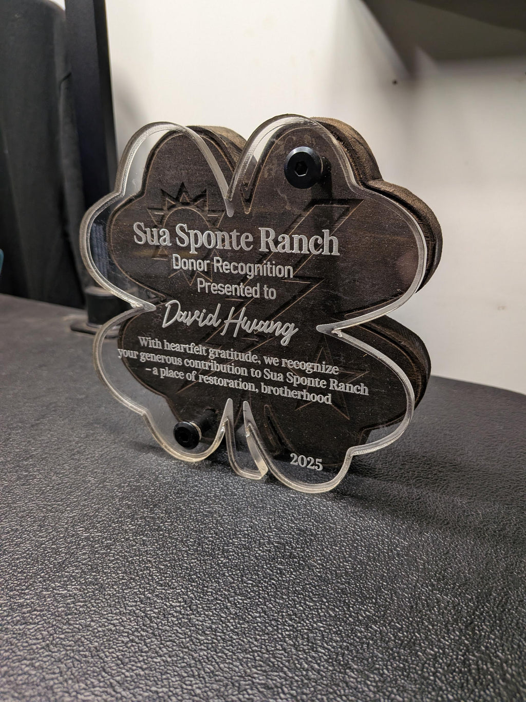 Unique Plaque on Wood Base | Customized Acrylic Panel with Handcrafted and Engraved Backing