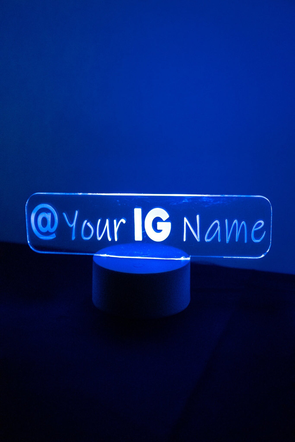 Social Media Handle LED Light Up Acrylic Sign | Instagram | Twitter | Tiktok | Snapchat | Single Base Bottom Lit LED | Branding LED