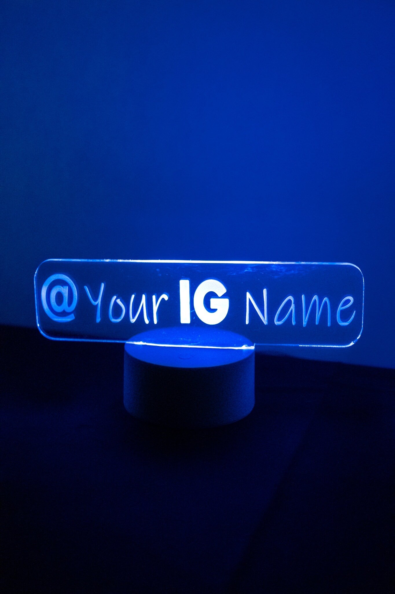 Social Media Handle LED Light Up Acrylic Sign | Instagram | Twitter | Tiktok | Snapchat | Single Base Bottom Lit LED | Branding LED