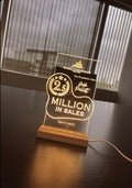 Customized Acrylic Trophy with Wood LED Base and Battery Pack| 7" Custom LED Award | Custom LED Plaque Award | Corporate Award