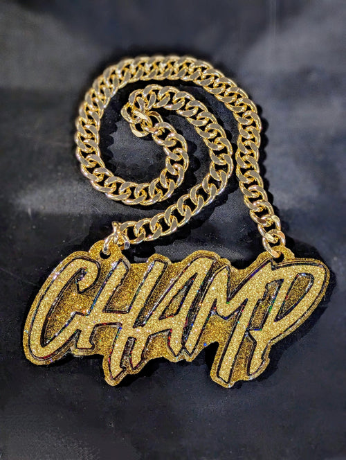 Champ Bling Pendant with Chain | Custom Big Pendant Sports Chain | Champ Turnover Chain