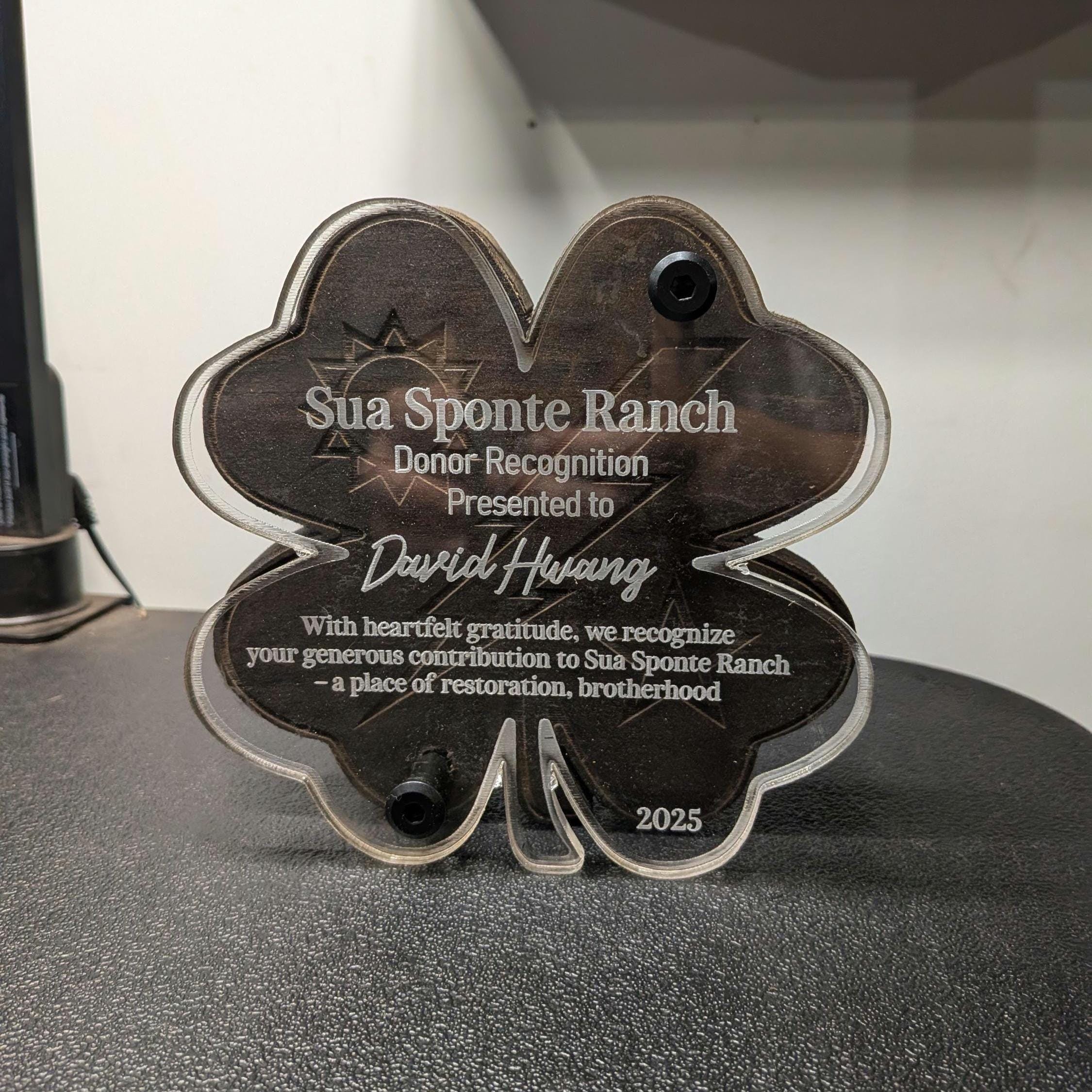 Unique Plaque on Wood Base | Customized Acrylic Panel with Handcrafted and Engraved Backing