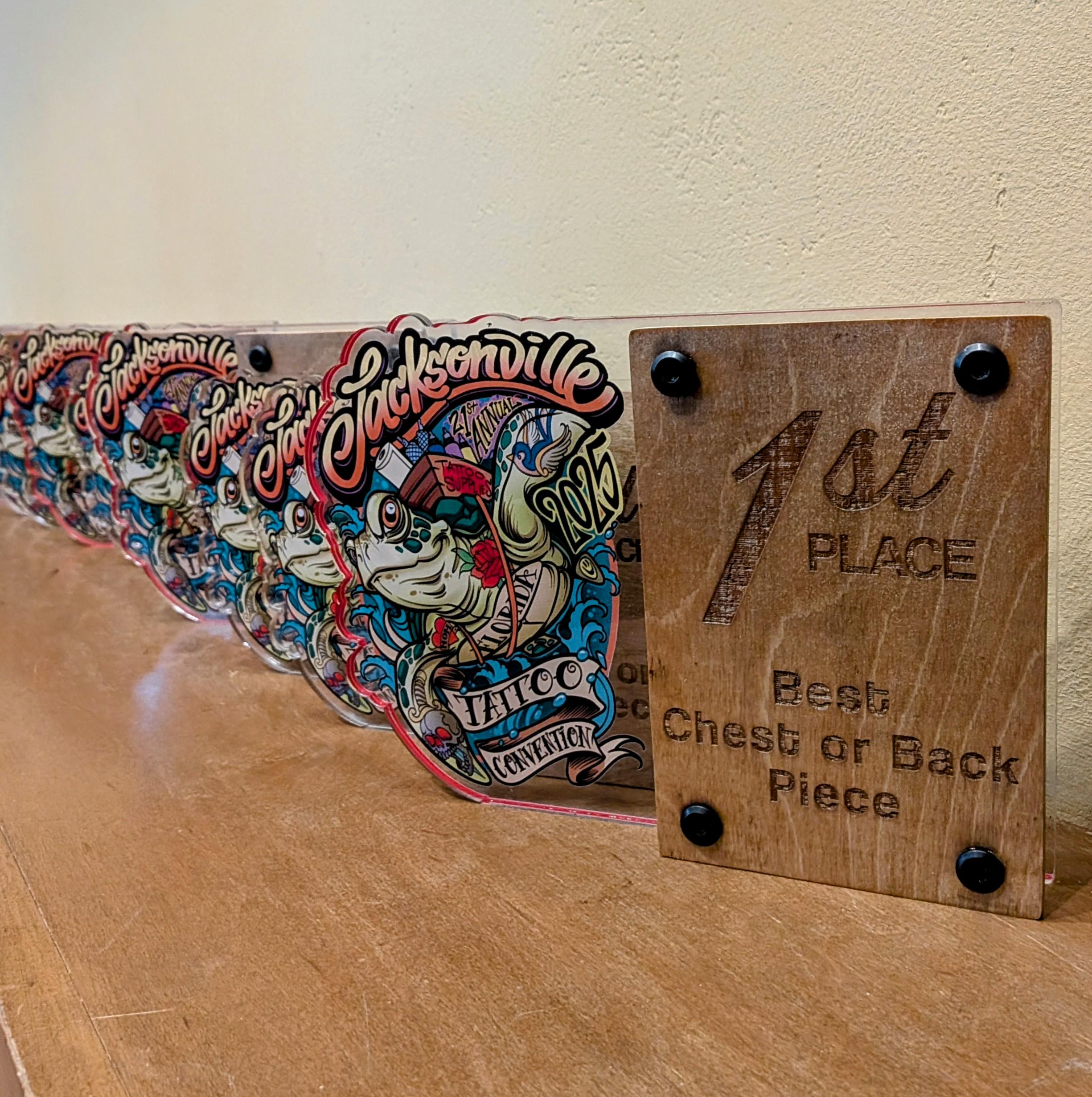 Staggered Layer Standing Plaque | Customized Acrylic Panel and Engraved Front Panel Plaque